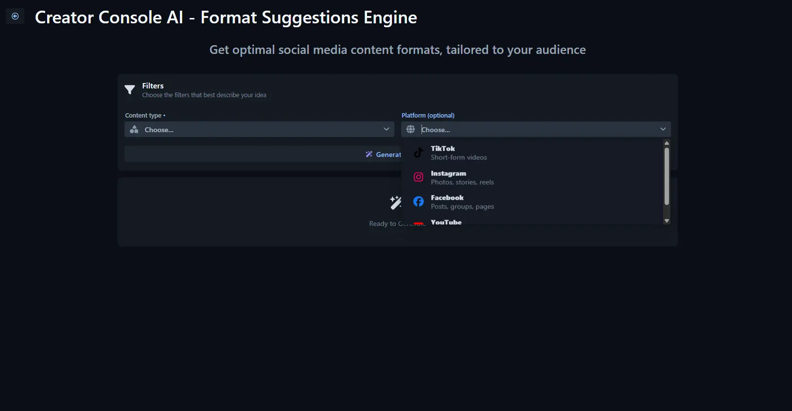 Creator Console AI’s Format suggestions engine automates innovative content format ideas using AI-driven trend forecasting and recommendation, breaking creative blocks and boosting engagement.